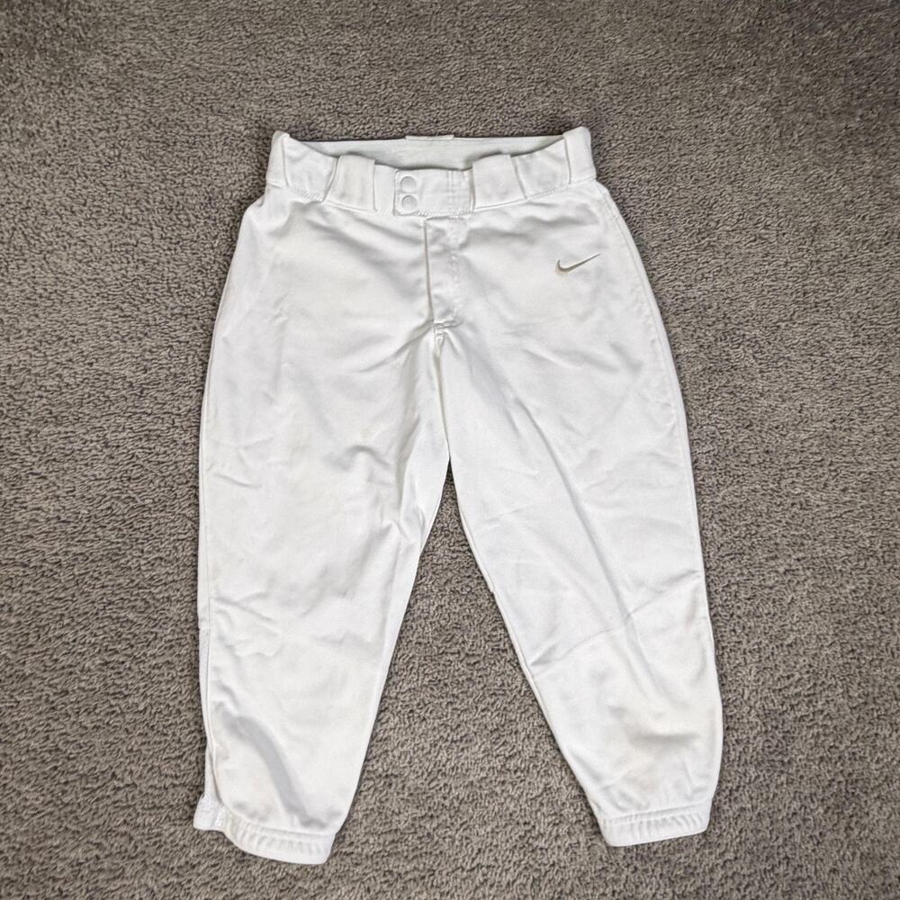 Nike Baseball Pants Womens S White Team AV6642-100 Polyester Swoosh Engineered